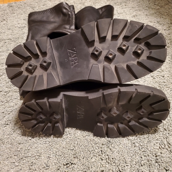 zara OTK Lug sole stretch tall boots - Picture 10 of 11